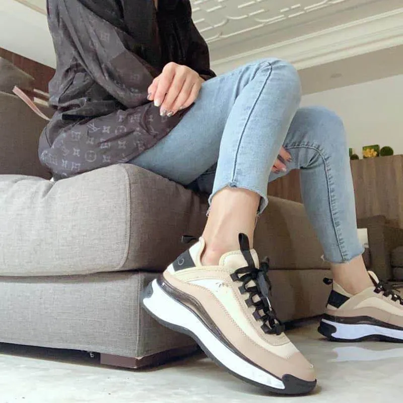 Nuevos zapatos para correr de cuero genuino a la moda, zapatos informales transpirables con cordones para mujer, zapatos de aume