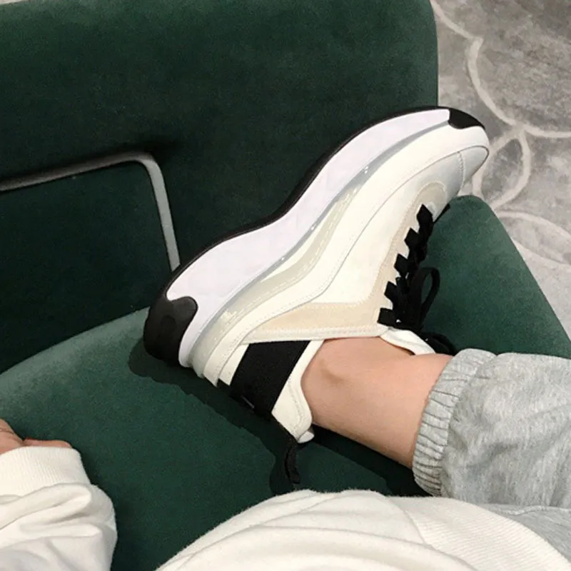 Nuevos zapatos para correr de cuero genuino a la moda, zapatos informales transpirables con cordones para mujer, zapatos de aume
