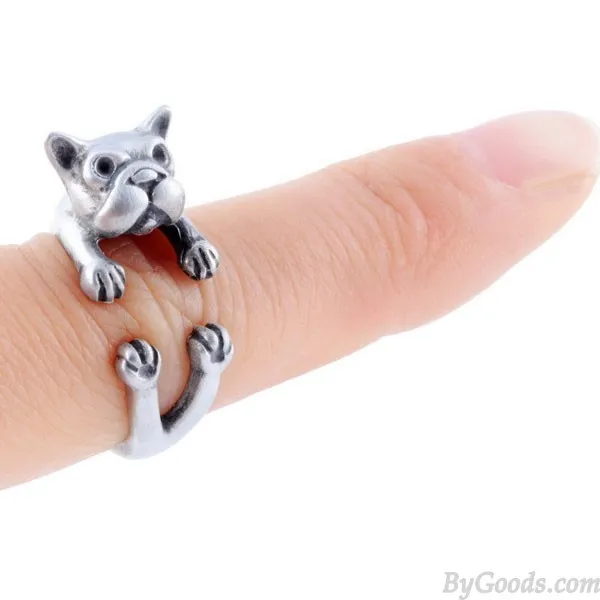ORIGINAL CUTE SHAR PEI DOGSHAPED ALLOY OPENING RING