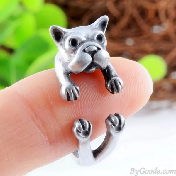 ORIGINAL CUTE SHAR PEI DOGSHAPED ALLOY OPENING RING