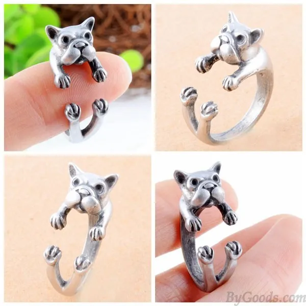ORIGINAL CUTE SHAR PEI DOGSHAPED ALLOY OPENING RING