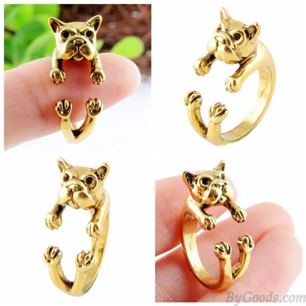 ORIGINAL CUTE SHAR PEI DOGSHAPED ALLOY OPENING RING