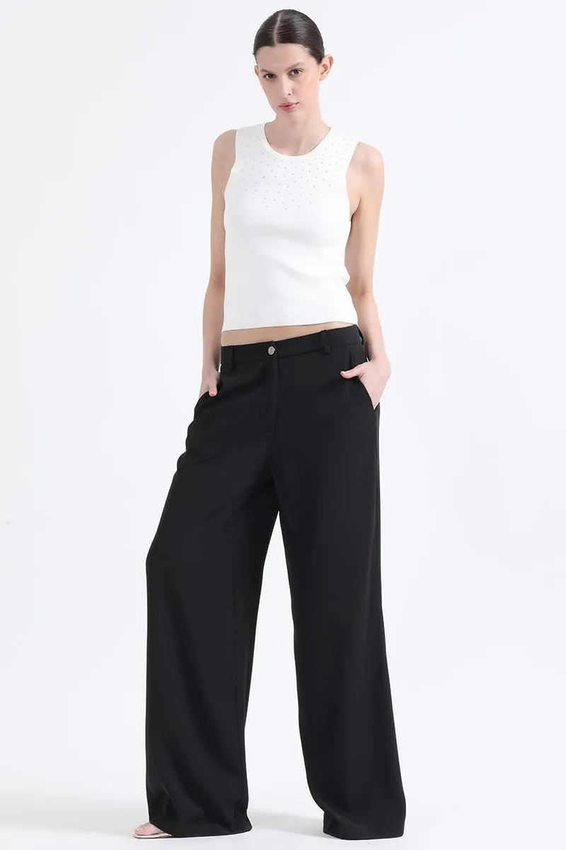 PANTALON ANCHO MASCULINO TIRO ALTO, NEGRO