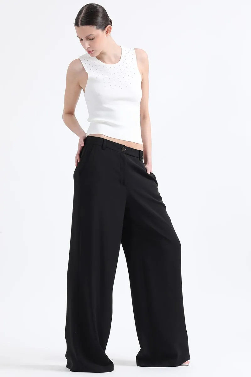 PANTALON ANCHO MASCULINO TIRO ALTO, NEGRO