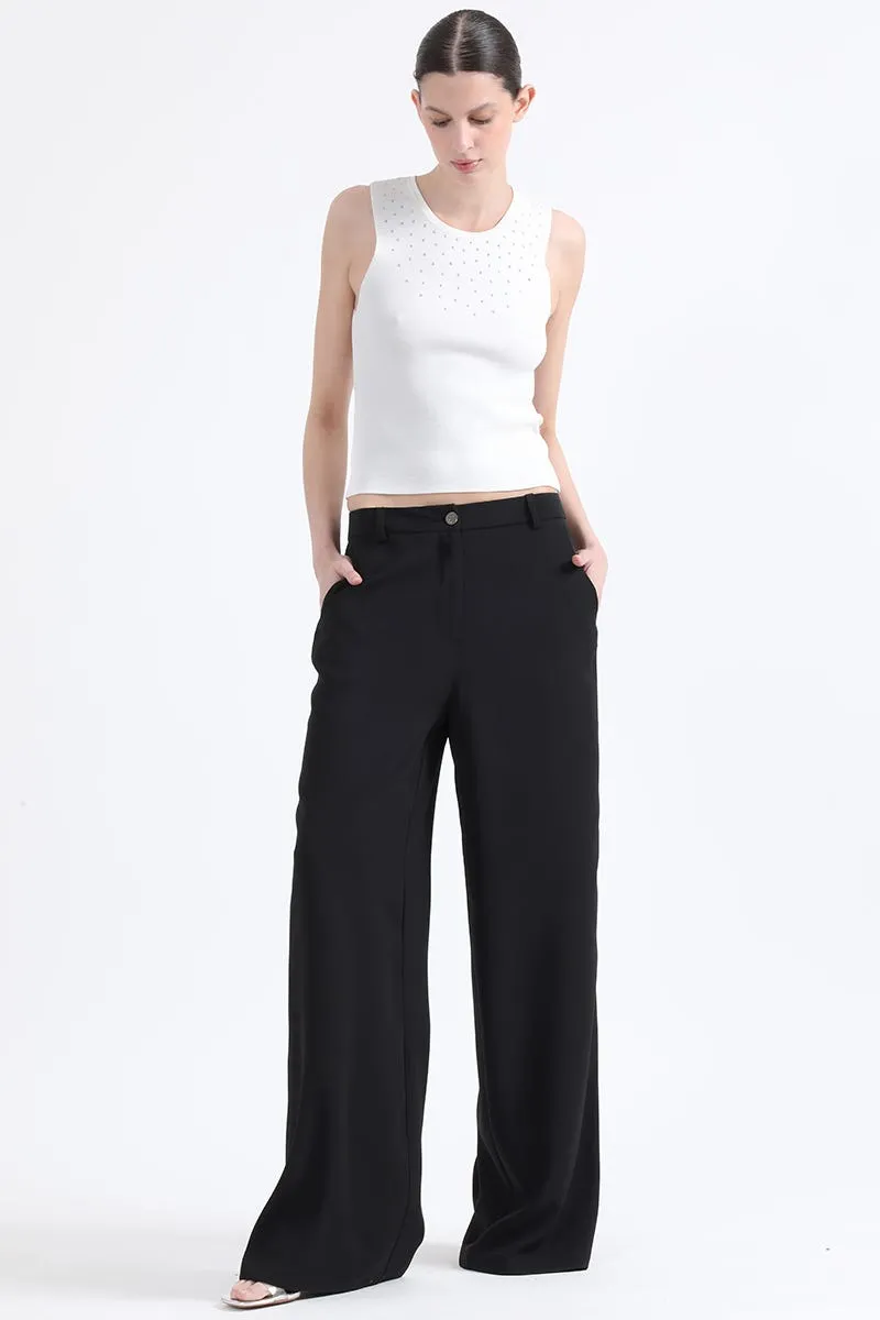 PANTALON ANCHO MASCULINO TIRO ALTO, NEGRO