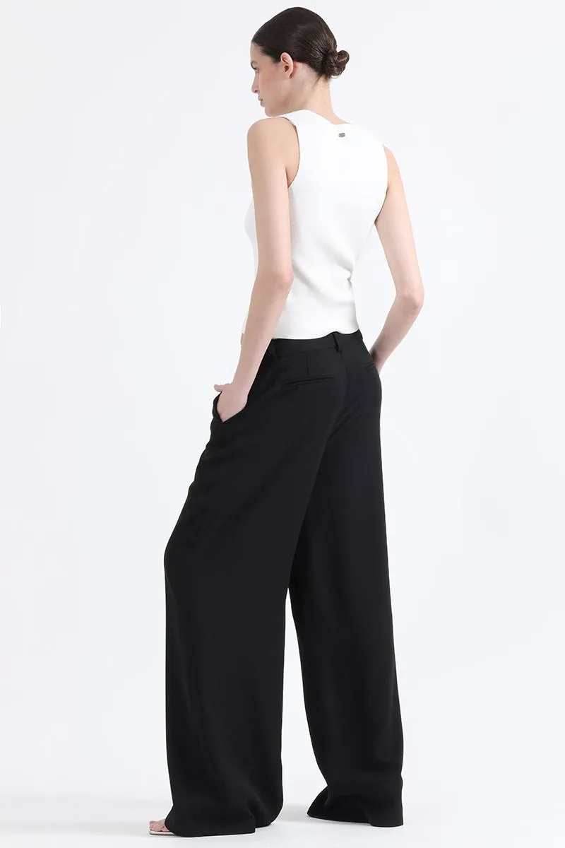 PANTALON ANCHO MASCULINO TIRO ALTO, NEGRO