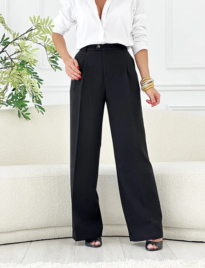 Pantalon ancho pinzas new negro