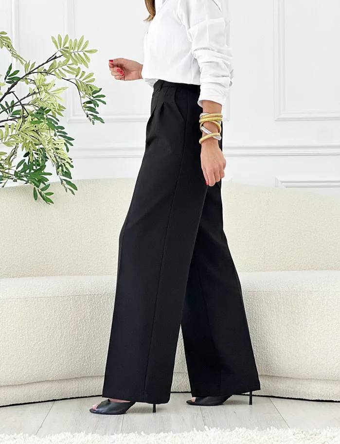 Pantalon ancho pinzas new negro
