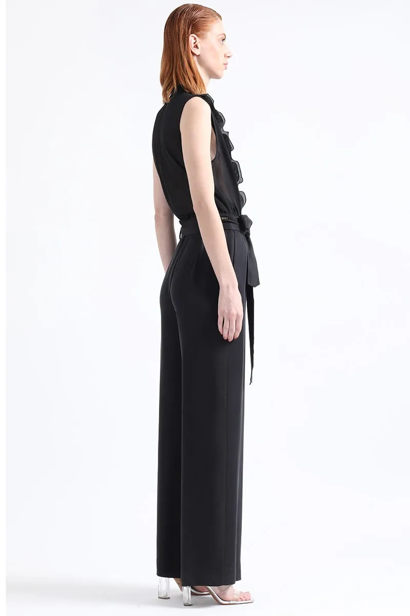 PANTALON ANCHO TIRO ALTO, NEGRO