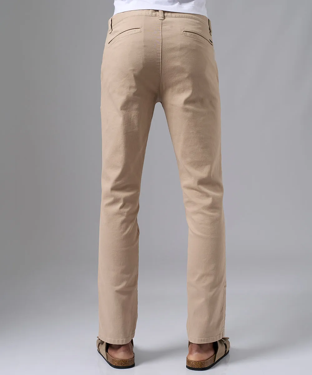 PANTALON DRILL FLAT FRONT SLIM FIT MARRON CLARO PV25