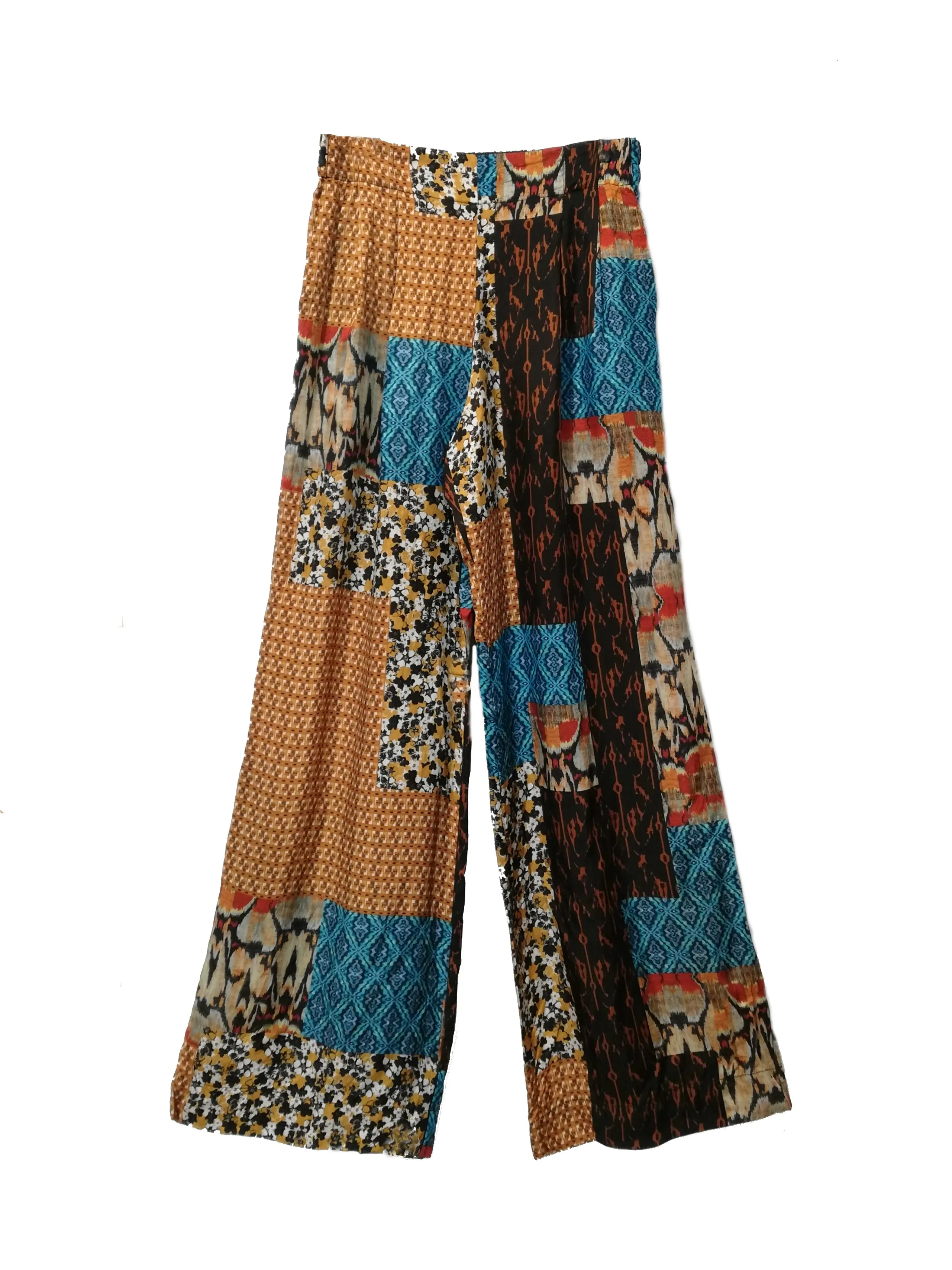 PANTALON FLUIDO PATCHWORK TEJA