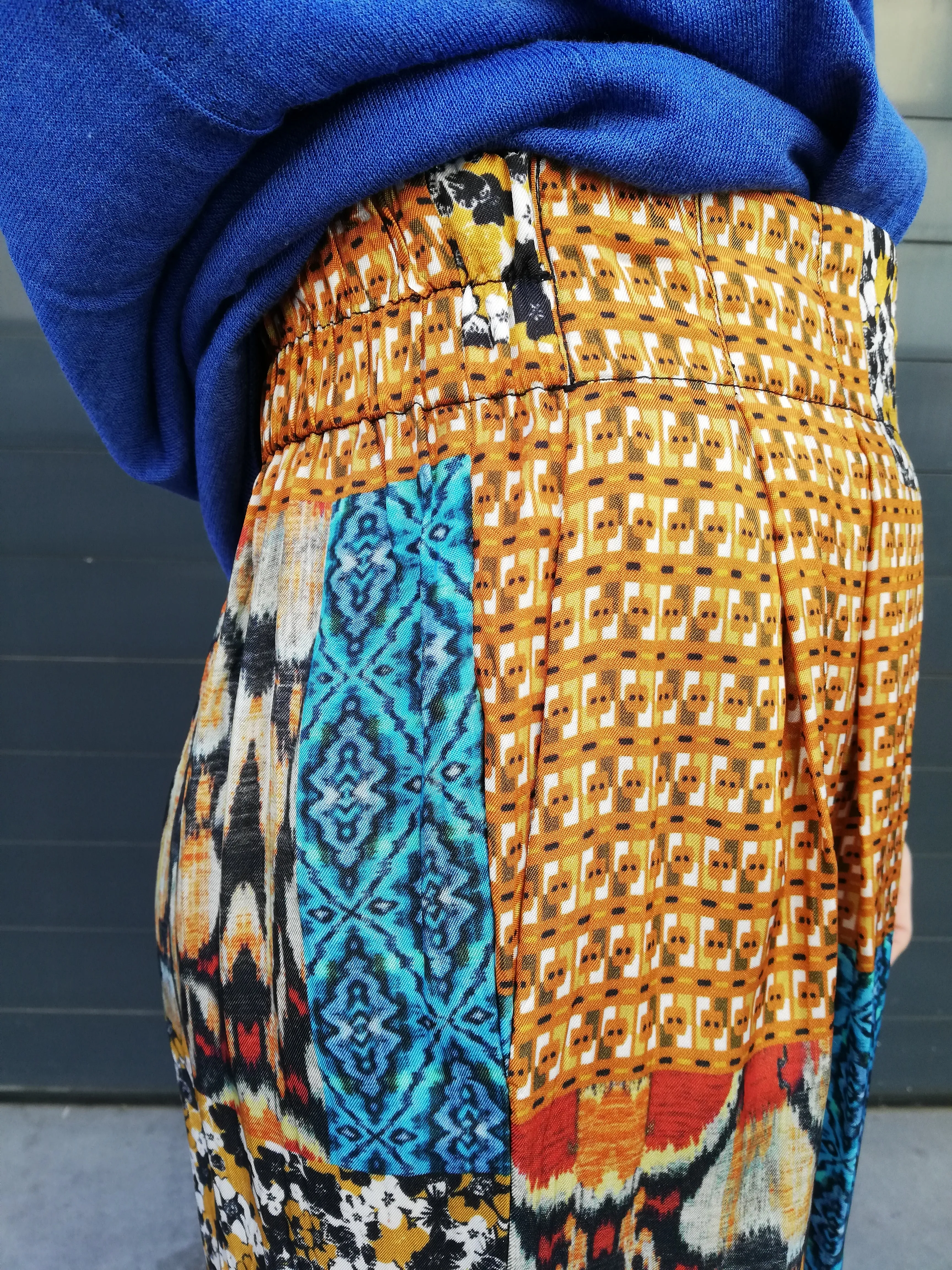 PANTALON FLUIDO PATCHWORK TEJA
