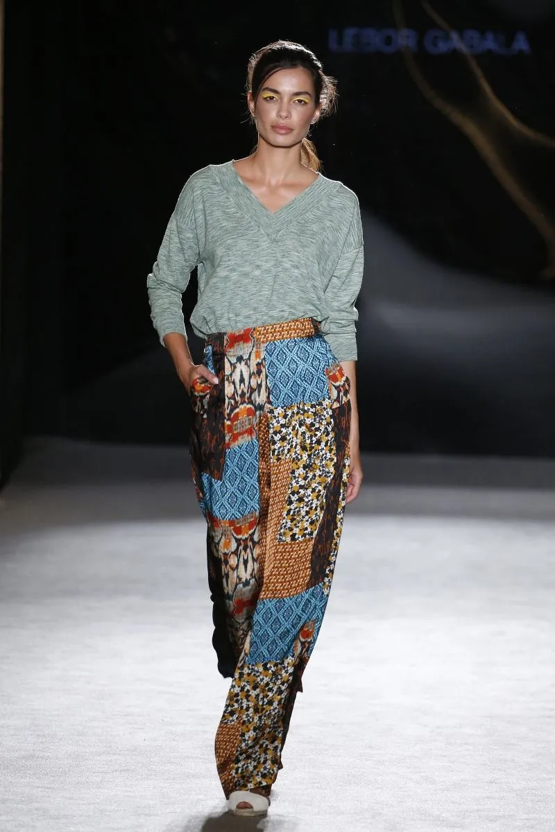 PANTALON FLUIDO PATCHWORK TEJA