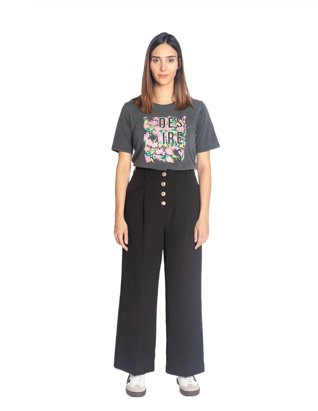 PANTALON NEGRO BOTONES DORADOS LEXI ICHI