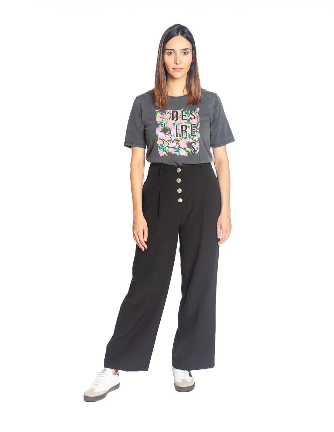 PANTALON NEGRO BOTONES DORADOS LEXI ICHI