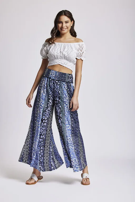 Pantalon palazzo azul