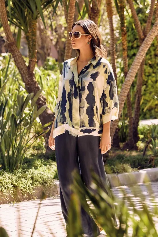 Pantalon palazzo negro saten