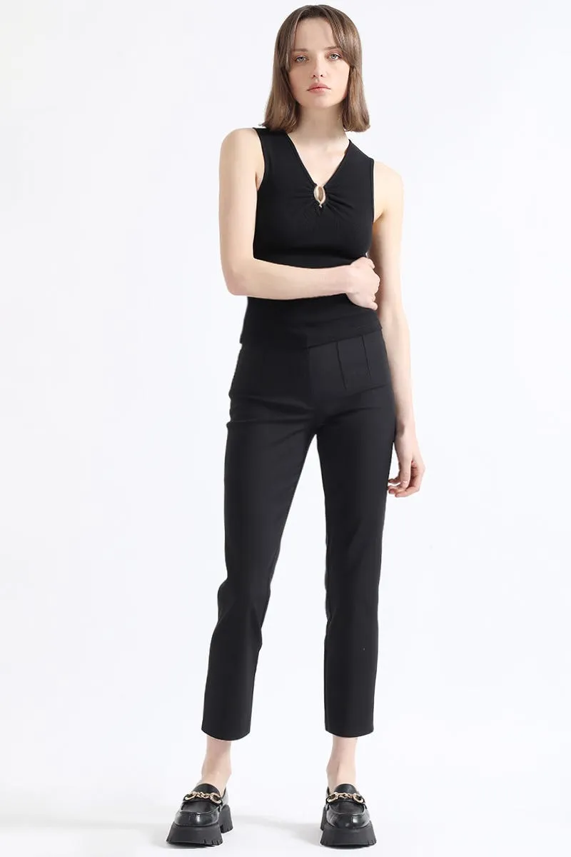 PANTALON PITILLO TIRO MEDIO, NEGRO