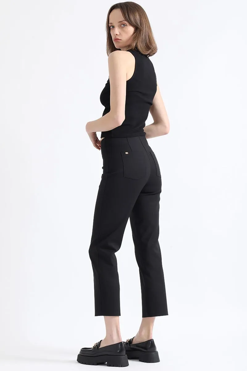 PANTALON PITILLO TIRO MEDIO, NEGRO