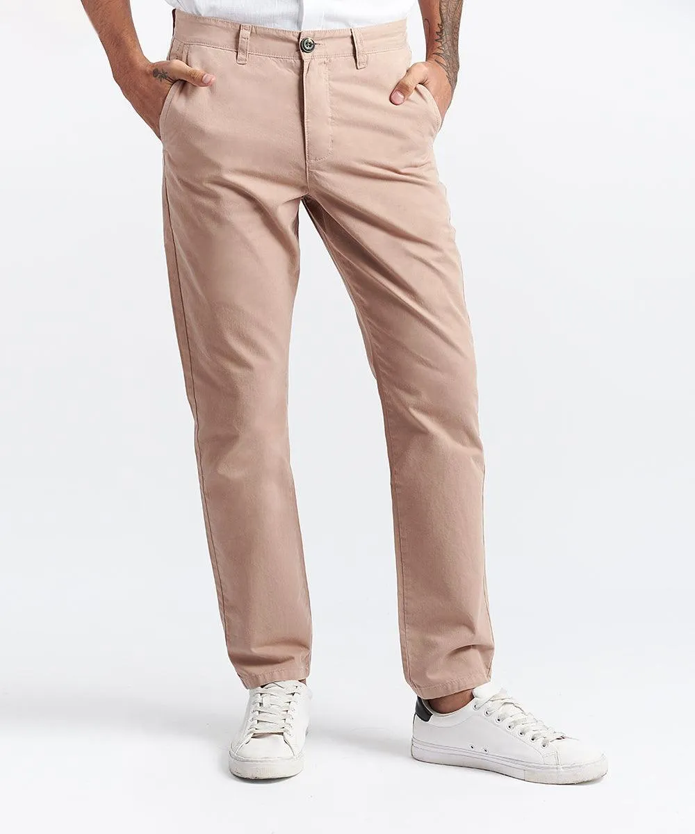 PANTALON SLIM FIT DRILL CORTES BOLSILLOS MARRON CLARO PV24