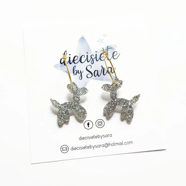Pendientes Aros Perro Plateado