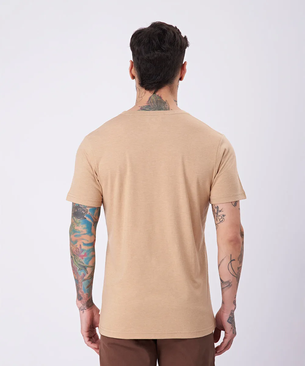 POLO MANGA CORTA BASICO CUELLO V PV23 MARRON