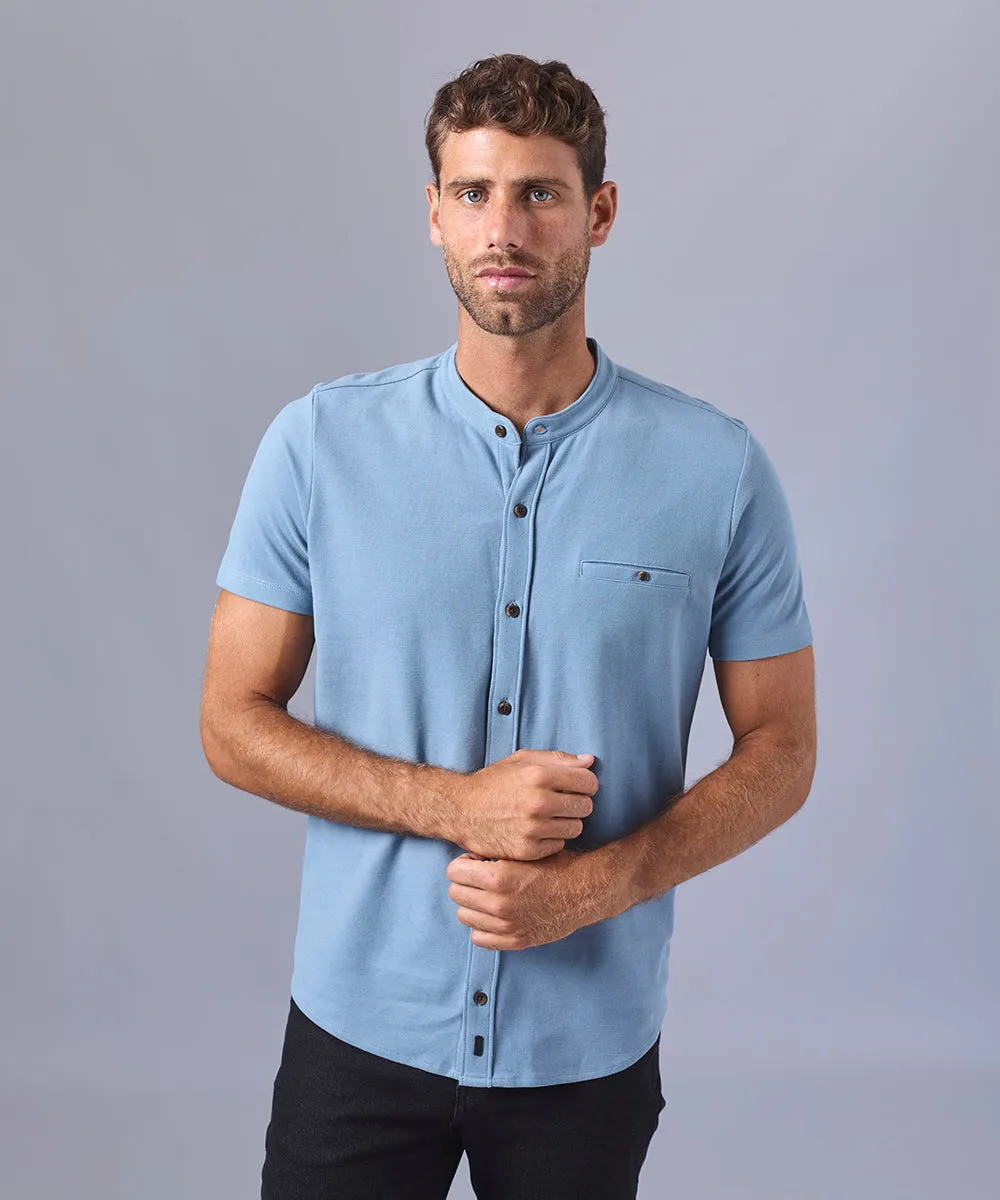 POLO MANGA CORTA PIQUE CUELLO NERÚ ACERO OI24