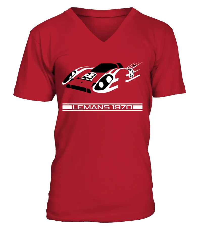 RD. PORSCHE 917 RACING  1970 24 HOURS LEMANS WINNING CAR RED 917K CAMISETA CUELLO EN V UNISEX
