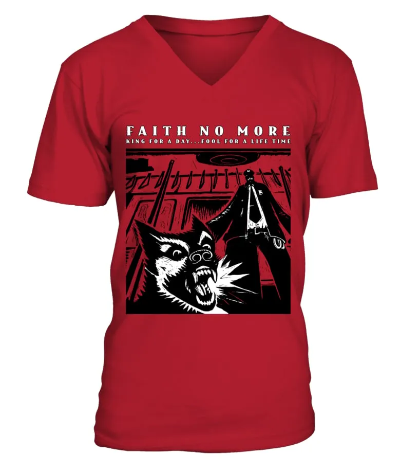 RK90SRD. FAITH NO MORE  KING FOR A DAY... FOOL FOR A LIFETIME CAMISETA CUELLO EN V UNISEX