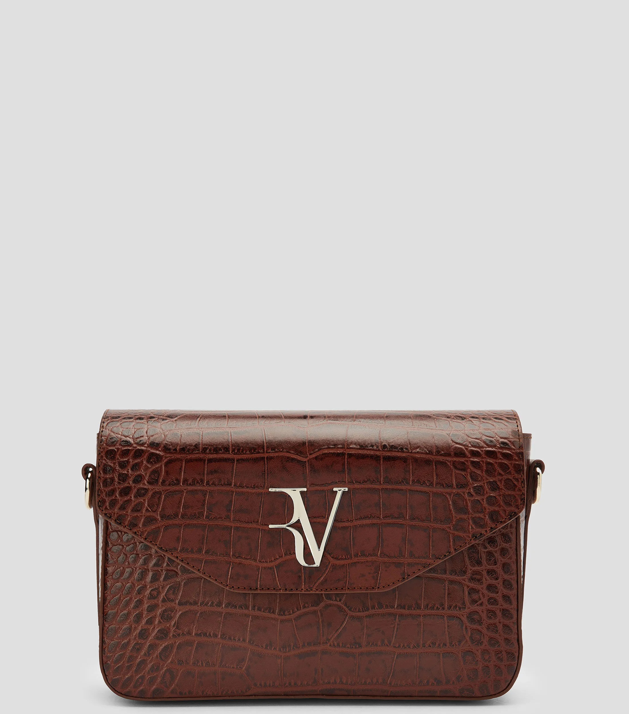 Roberto Verino Bolso crossbody en piel Café obscuro Miranda Animalskin Mujer
