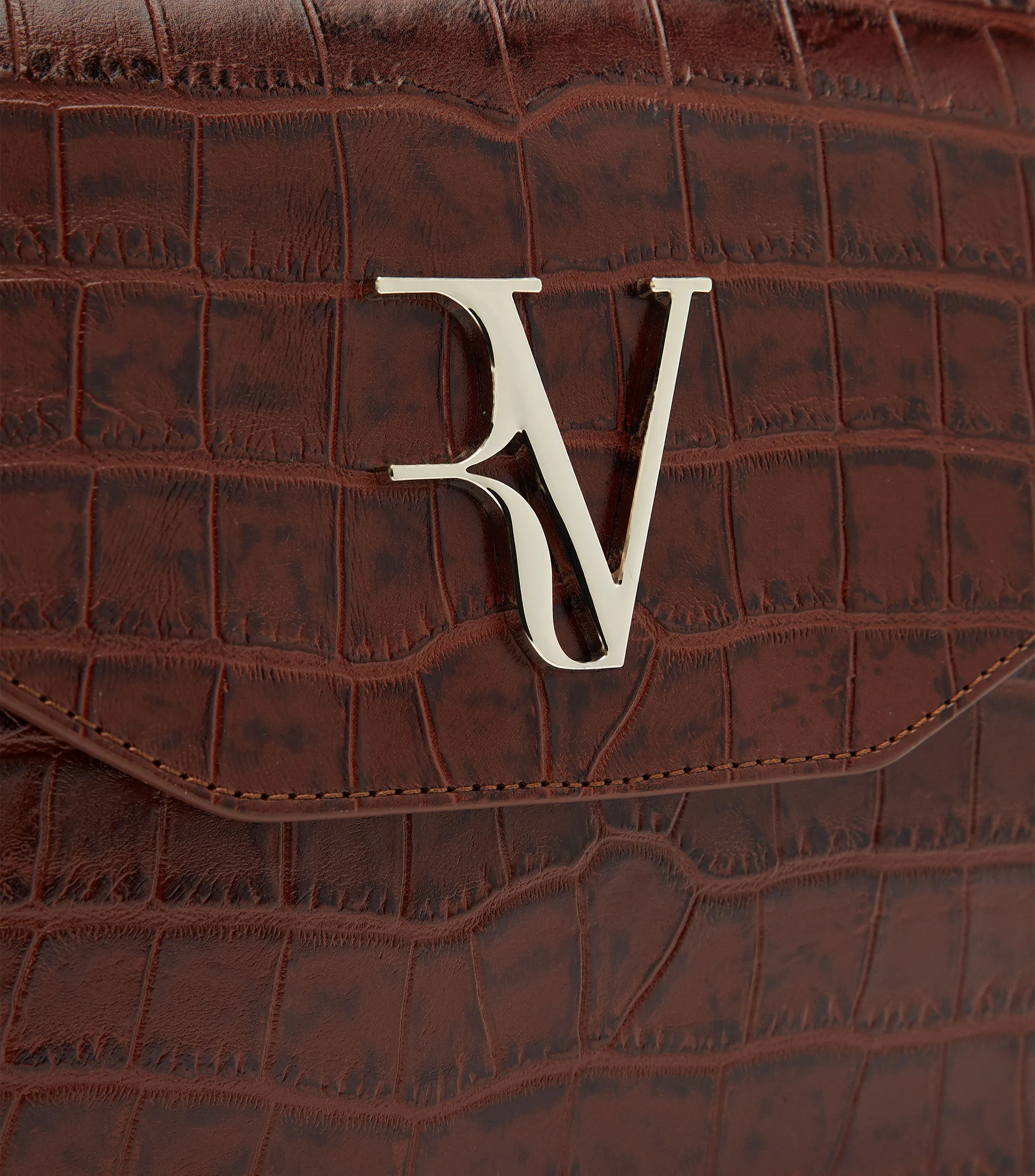 Roberto Verino Bolso crossbody en piel Café obscuro Miranda Animalskin Mujer