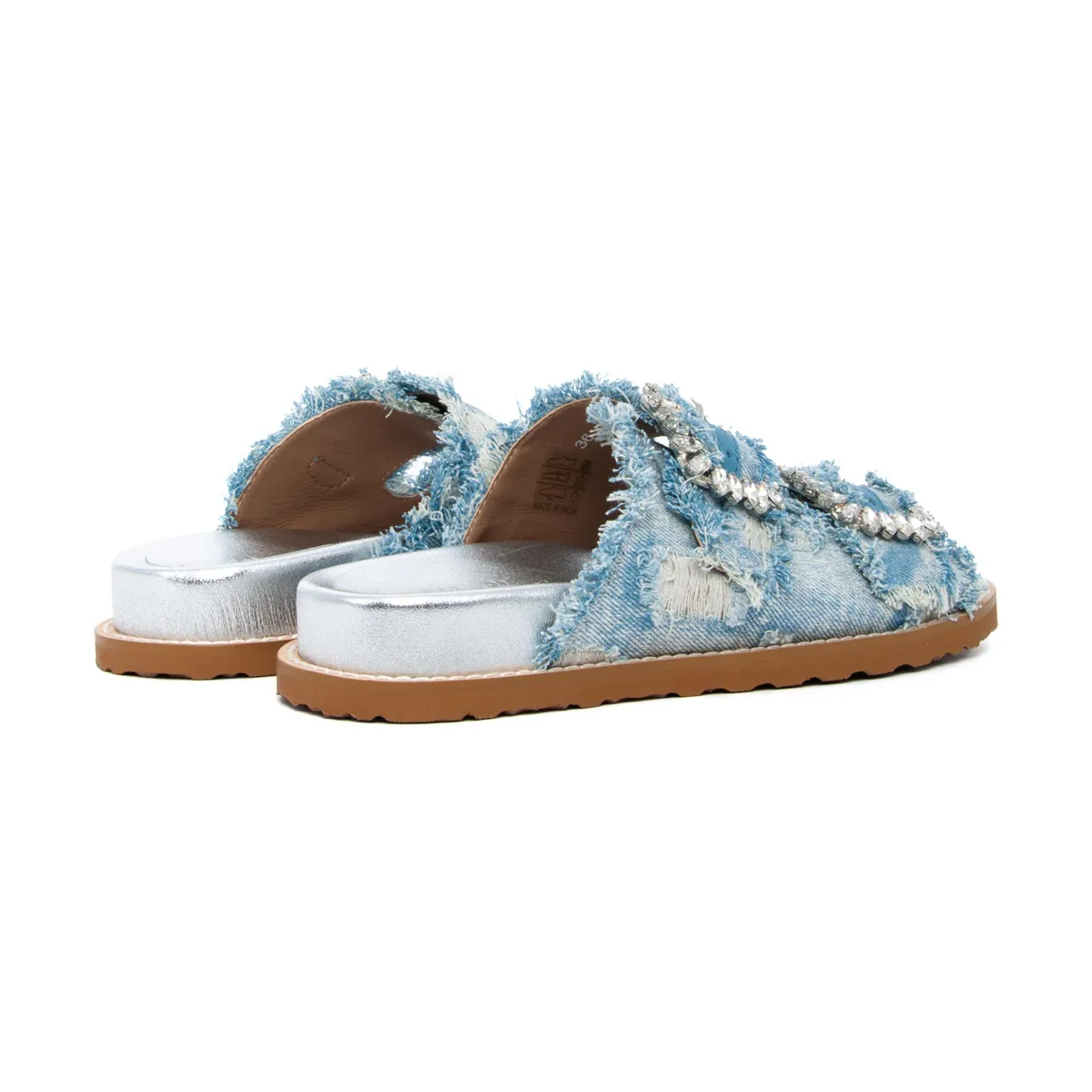 SLIDE METAL DENIM JEWEL BUCKLE WHI