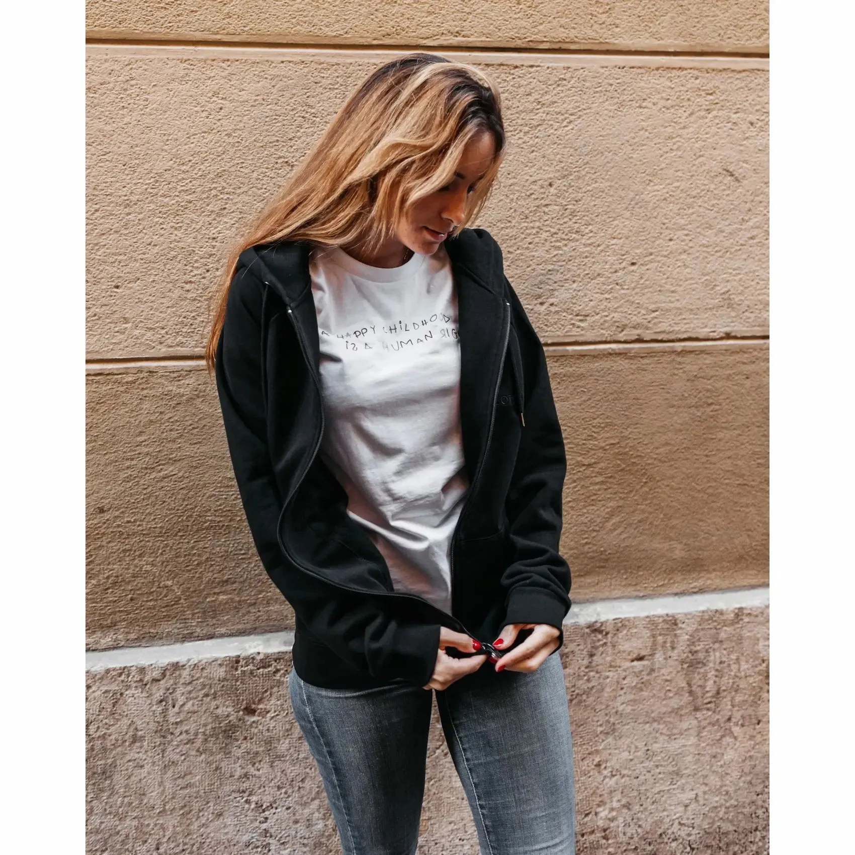 Sudadera cremallera negra • unisex