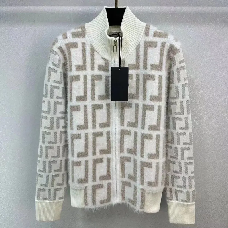 Sweater de tejido de punto de lujo para mujeres de alta calidad chaqueta de bordado de manga larga sudadera de tejido de alfabet