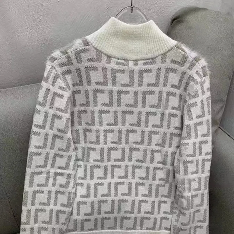 Sweater de tejido de punto de lujo para mujeres de alta calidad chaqueta de bordado de manga larga sudadera de tejido de alfabet