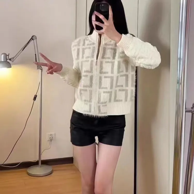 Sweater de tejido de punto de lujo para mujeres de alta calidad chaqueta de bordado de manga larga sudadera de tejido de alfabet