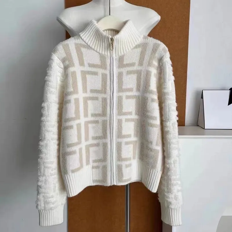 Sweater de tejido de punto de lujo para mujeres de alta calidad chaqueta de bordado de manga larga sudadera de tejido de alfabet