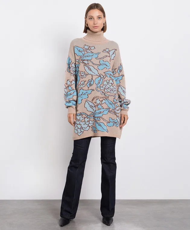 Twinset Brown sweater in a floral pattern