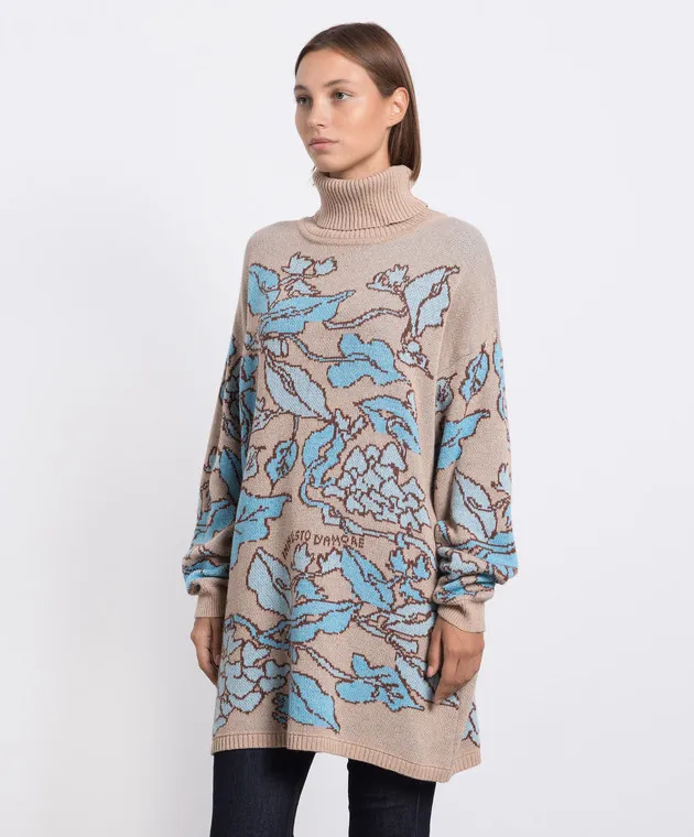 Twinset Brown sweater in a floral pattern