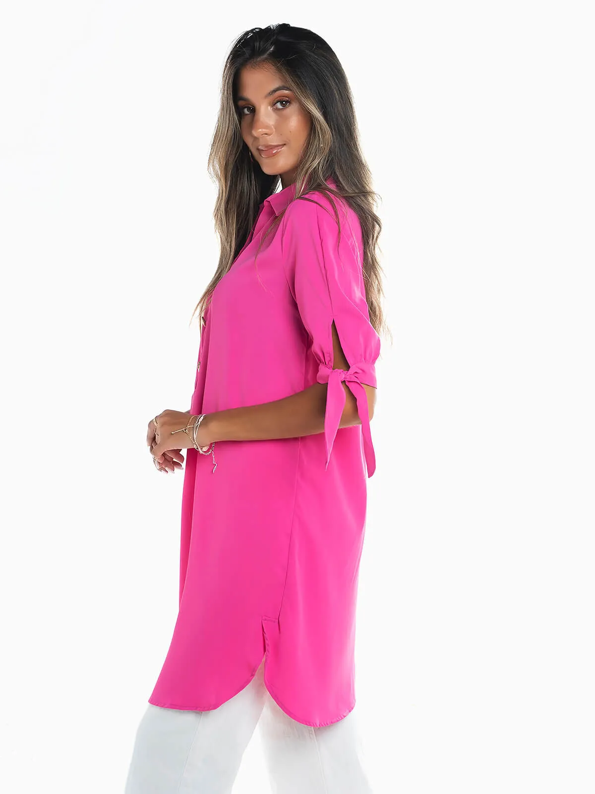 Vestido camisero manga 3/4