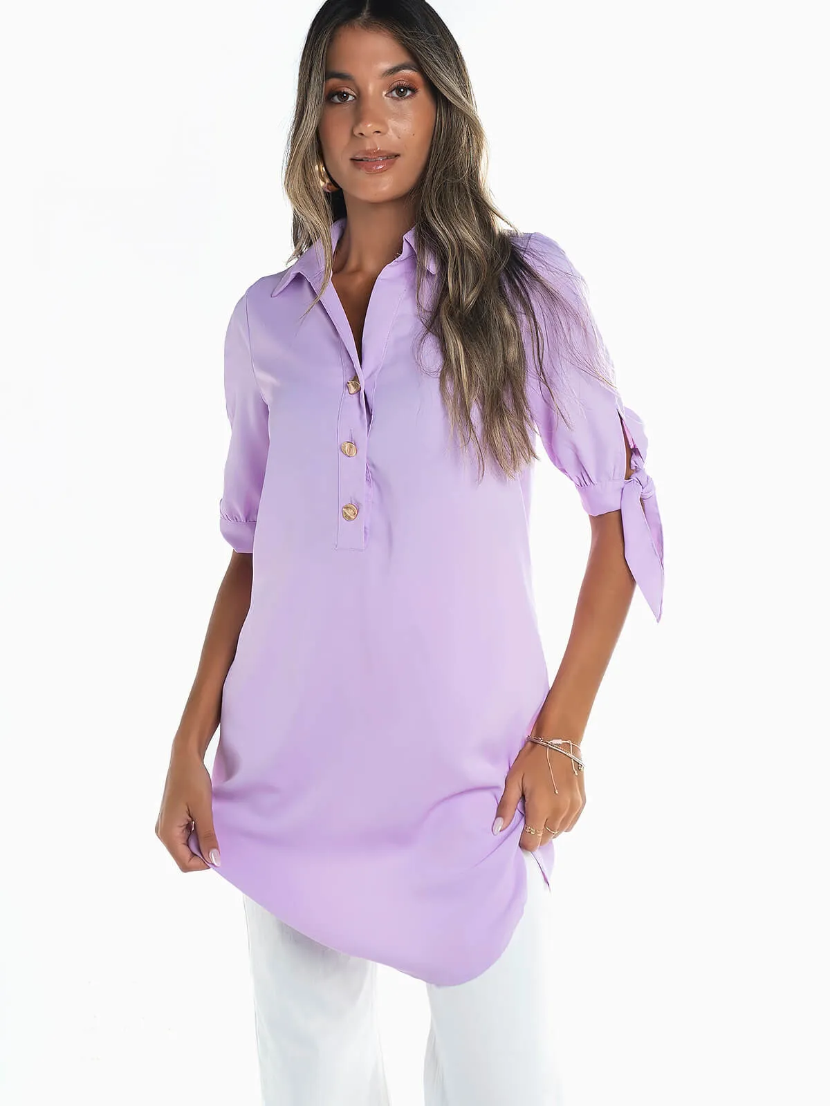 Vestido camisero manga 3/4