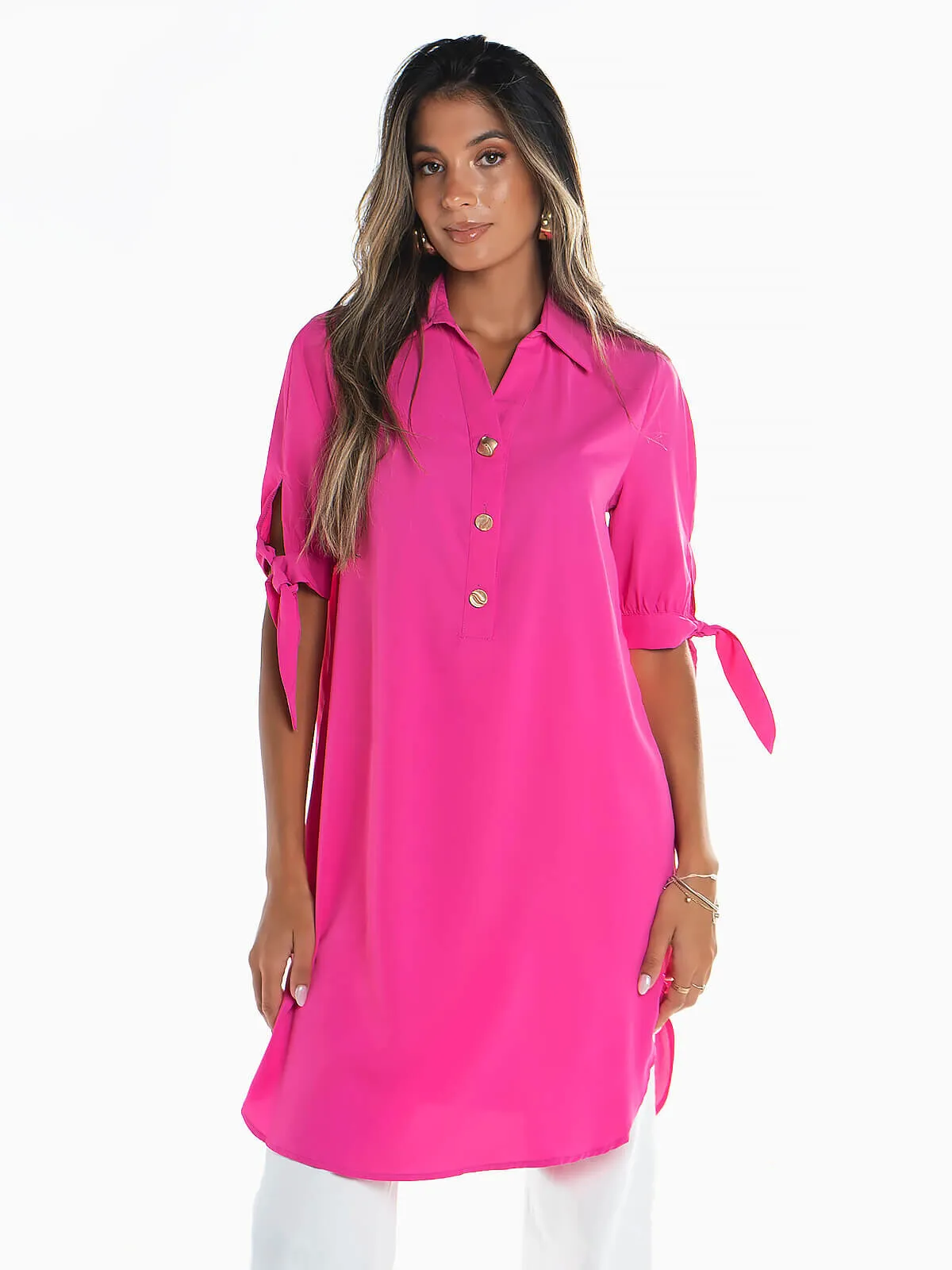 Vestido camisero manga 3/4