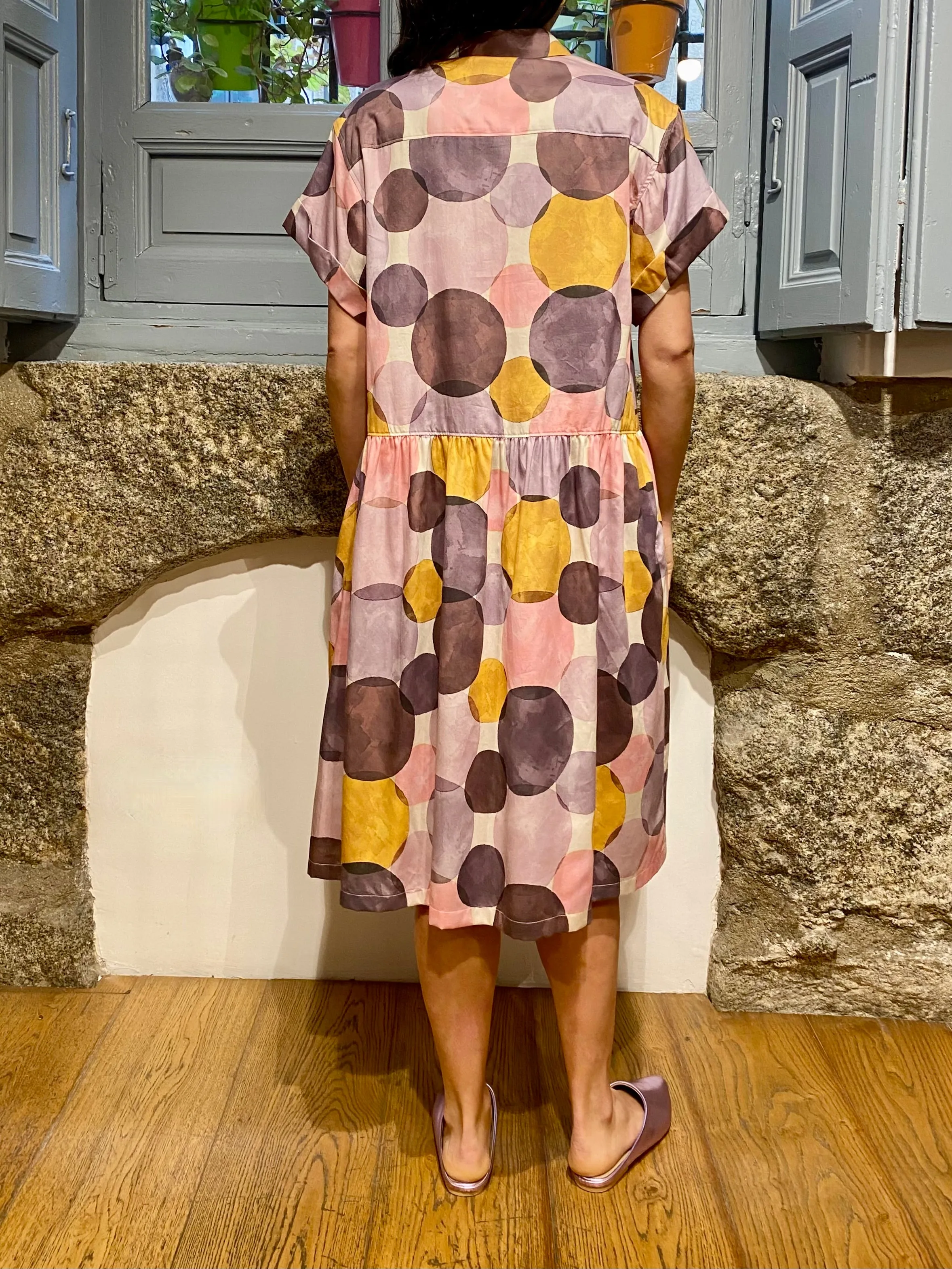 VESTIDO CAMISERO MANGA CORTA PRINT PASTEL