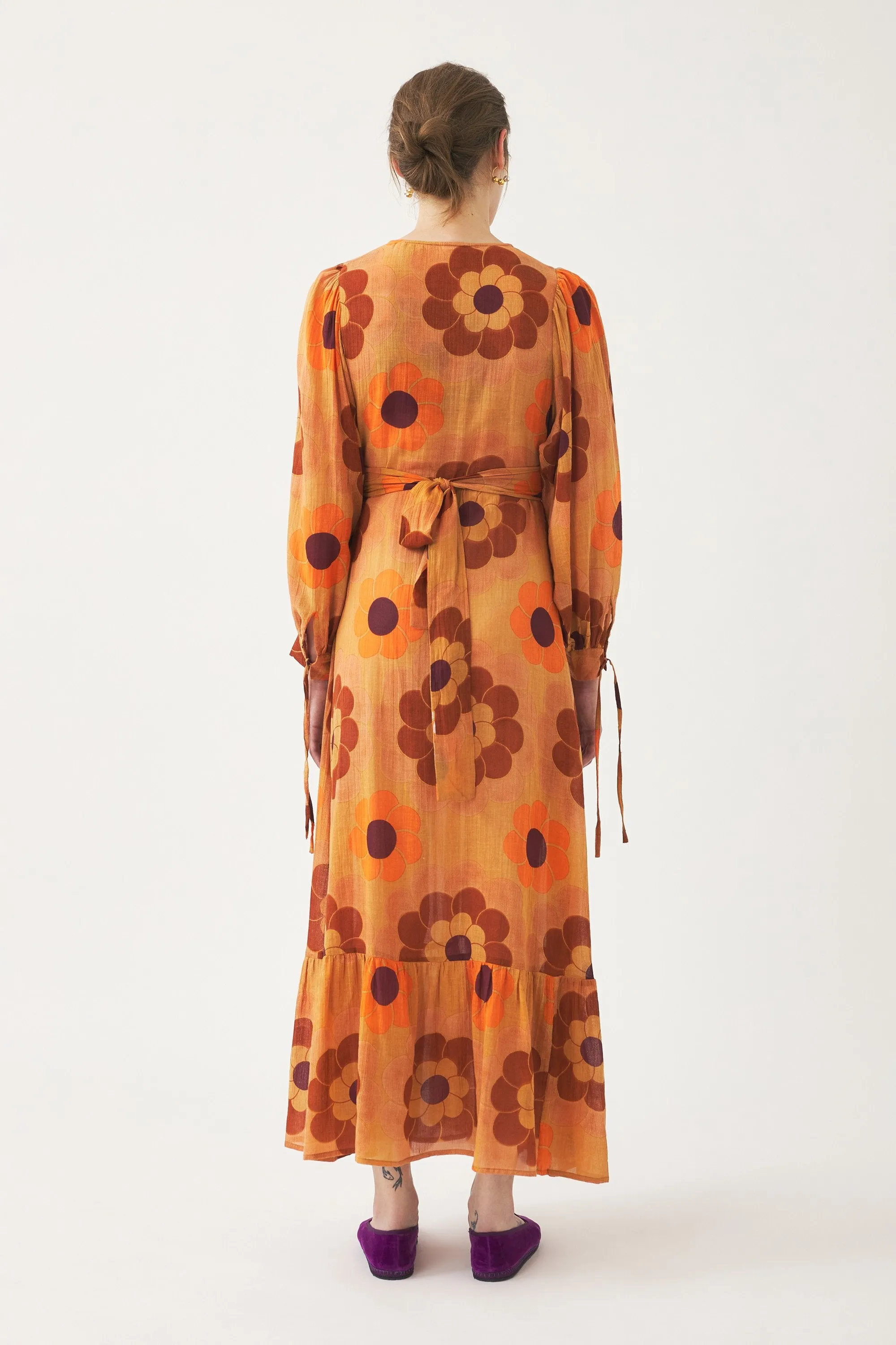 VESTIDO LARGO GIRASOLES MANGA