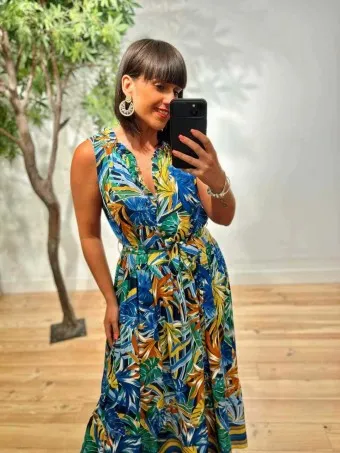 Vestido Lazada Estampado LIORA Azul Klein