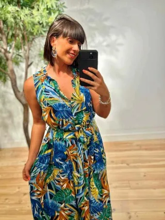 Vestido Lazada Estampado LIORA Azul Klein