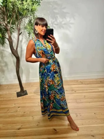 Vestido Lazada Estampado LIORA Azul Klein