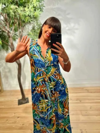 Vestido Lazada Estampado LIORA Azul Klein