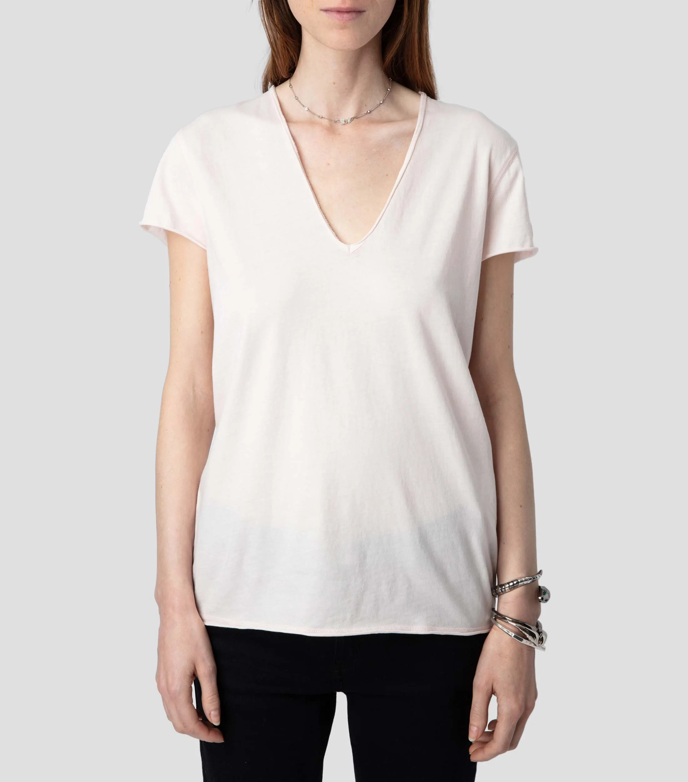 Zadig & Voltaire Playera cuello en V manga corta estampada Mujer