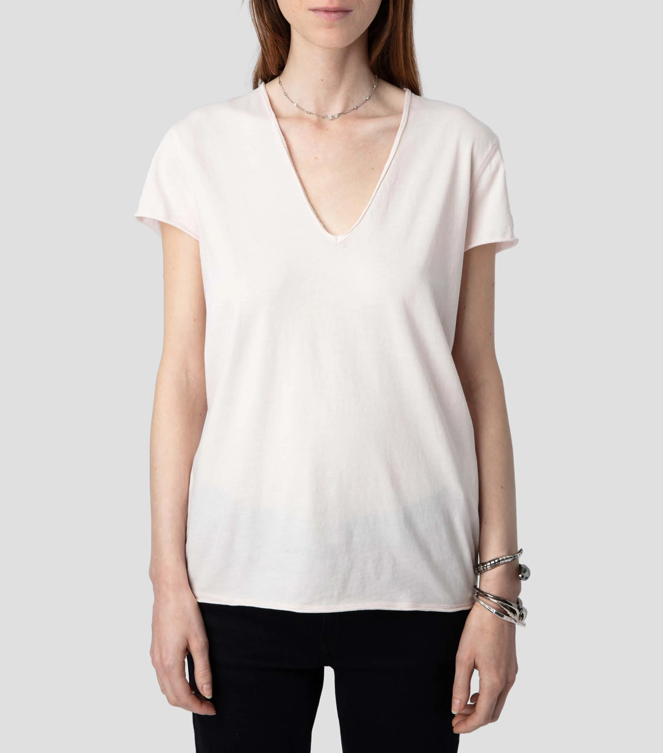Zadig & Voltaire Playera cuello en V manga corta estampada Mujer